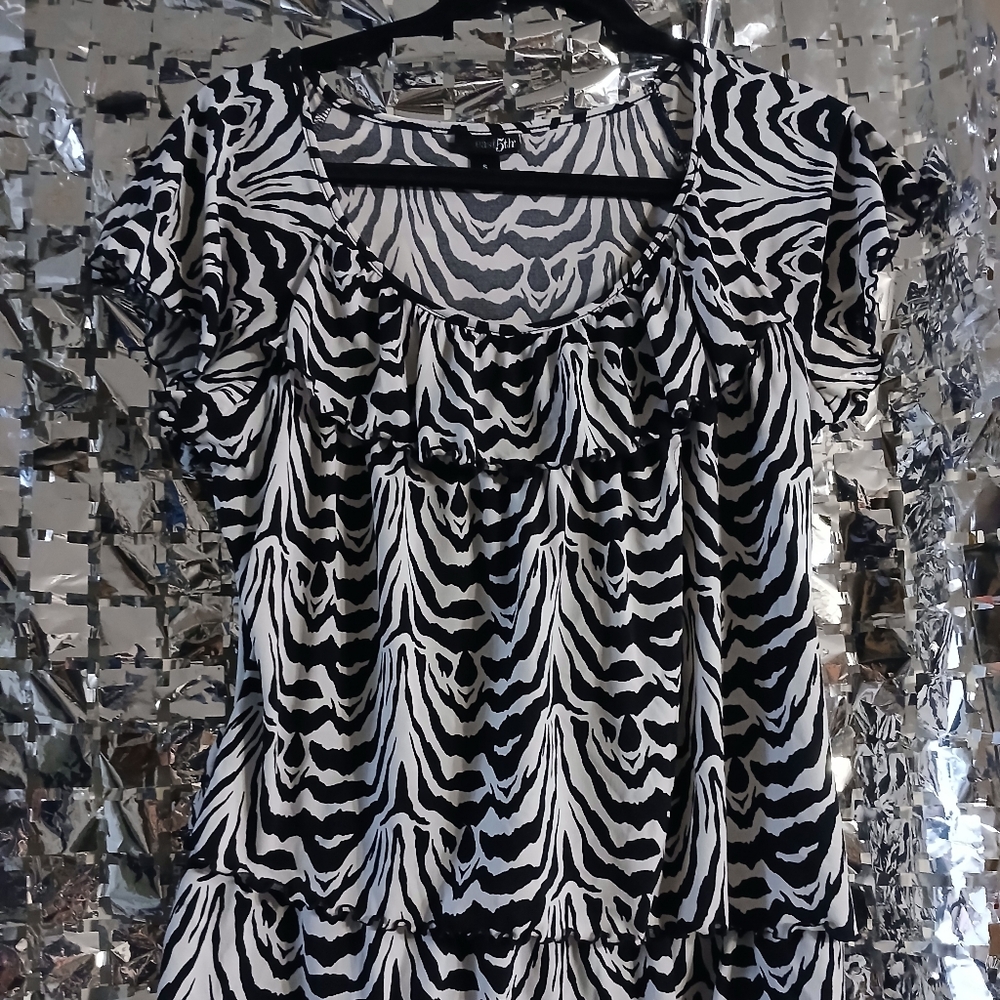 East 5th Zebra Print Blouse - Black and White